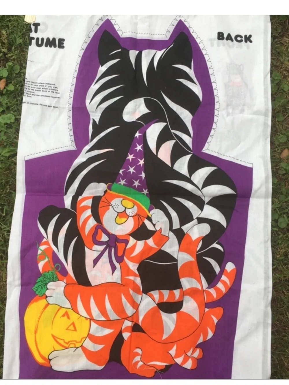 Vintage kids cut n sew fabric Halloween costume black cat